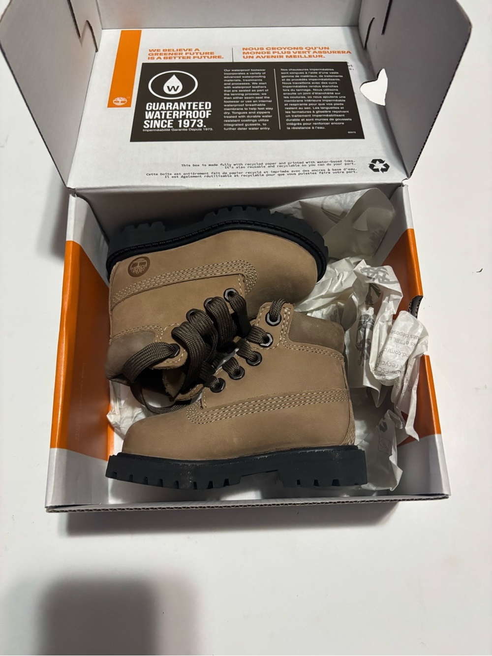 Size 4 - Timberland Premium 6-Inch Waterproof Beige Nubuck Toddler Boots